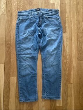 PAIGE Light Blue Denim Jeans with Subtle Stitching